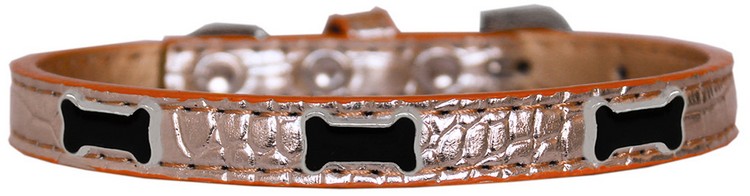 Black Bone Widget Croc Dog Collar Copper Size 18